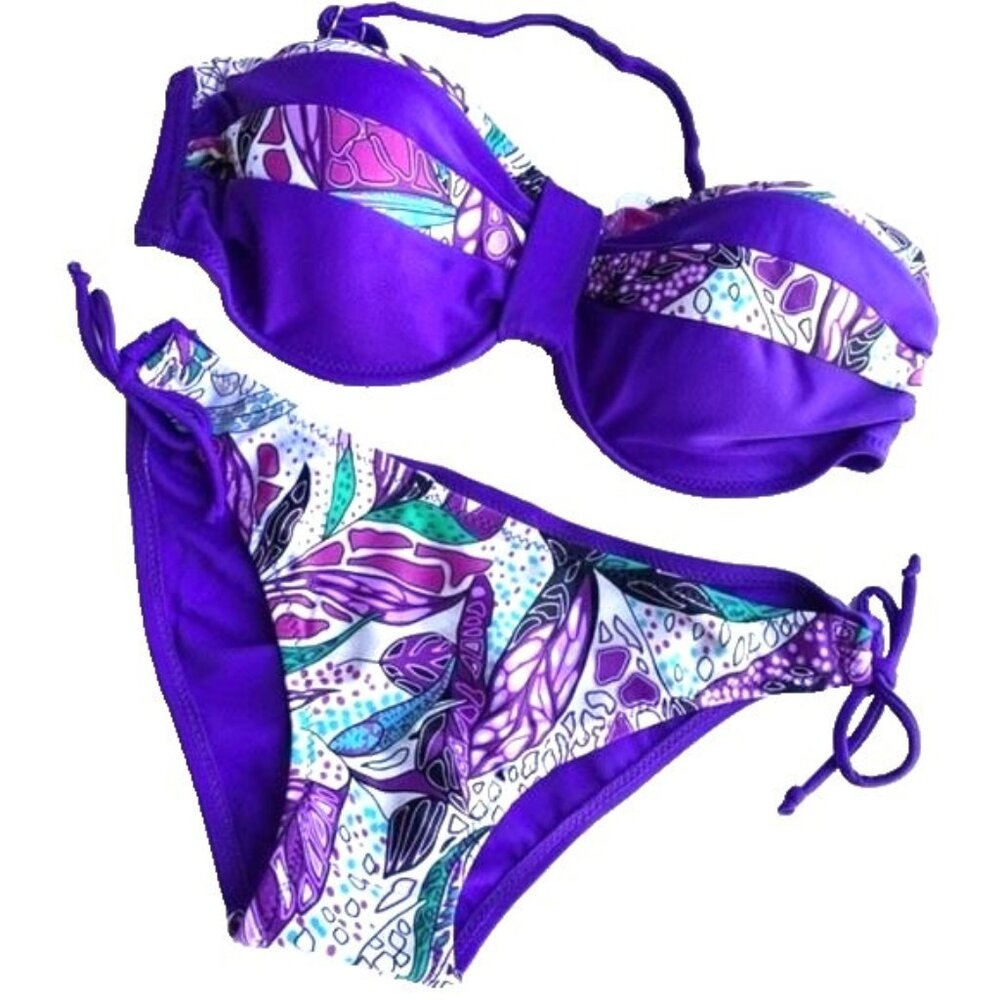 Purple Two Piece Bathing Suit Bikini Swim Suit Size Small NEW Beach Coquette‎